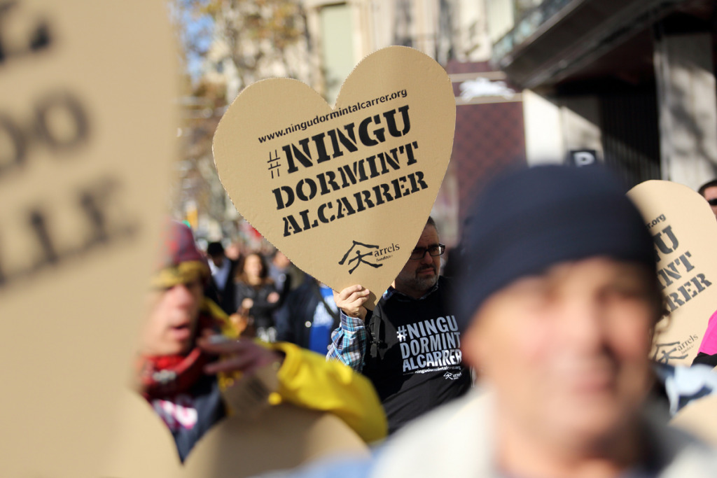 Manifestació 'Ningú dormint al carrer'